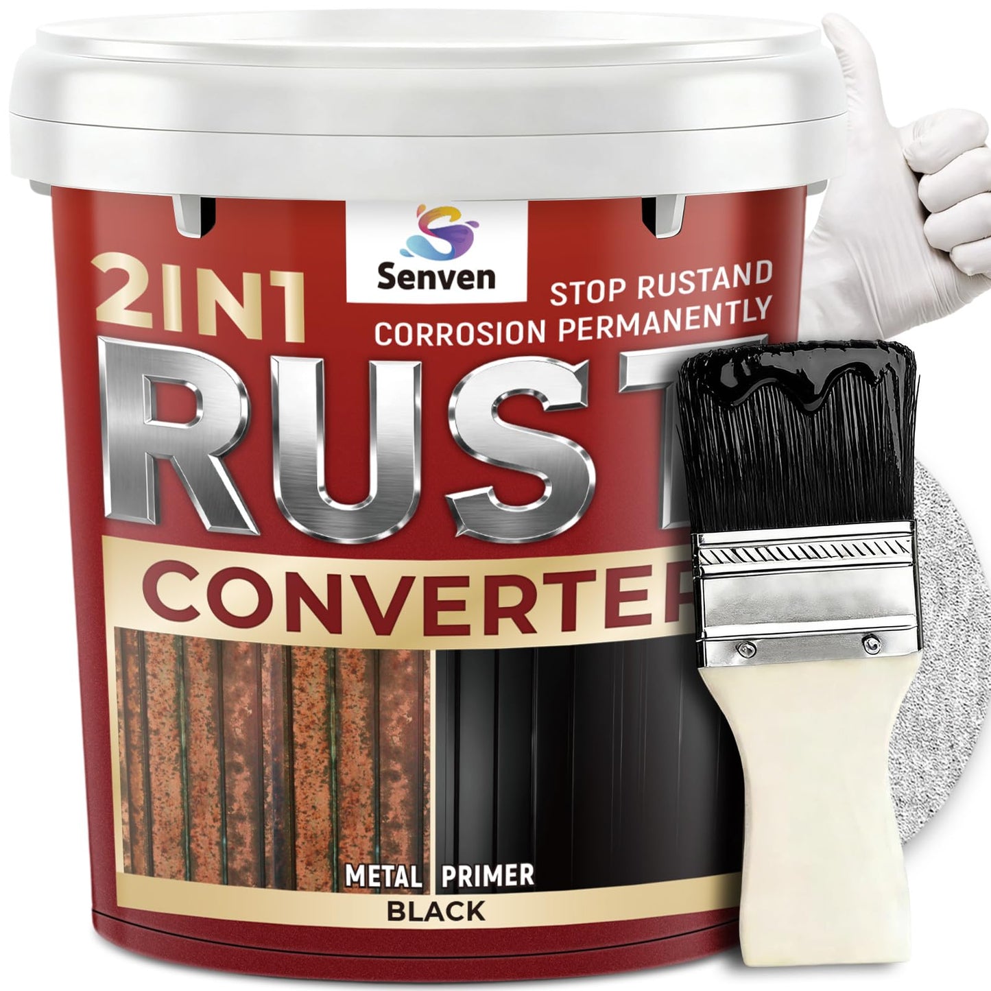 2in 1 Rust Converter & Metal Primer 35oz Black Rust Reformer Paint for Metal, Trailer, Truck Frame, Car Chassis, Automotive Rust Encapsulator & Inhibitor, Heat Resistance Rust Black Paint for Metal