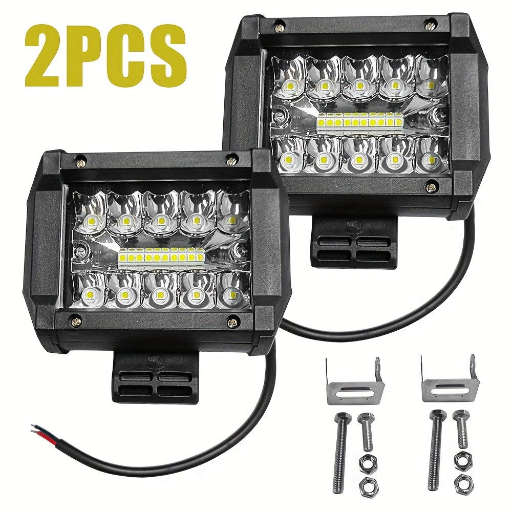 Set of 2, 4-Inch LED Work Lights, 60W, Suitable for Motorcycles And Boats, Offering Universal Ultra-Bright Illumination for Daytime Driving And External Modifications, Without Battery