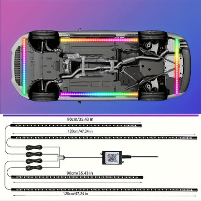 2025 New Vision RGB LED Car Bottom Light Strip, Off-Road RZR SUV ATV UTV High-Brightness Neon Kit, with Voice Control Function Music Mode And Remote Control, Hardwired 12V, Wireless Remote Control, Battery-Free