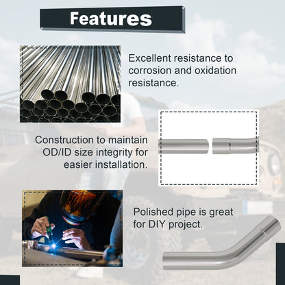 [Exhaust Kit Tubing] 2.5'' Mild Steel Exhaust Kit Tubing Mandrel Bend Pipe Straight U Bend 16 Gauge Universal