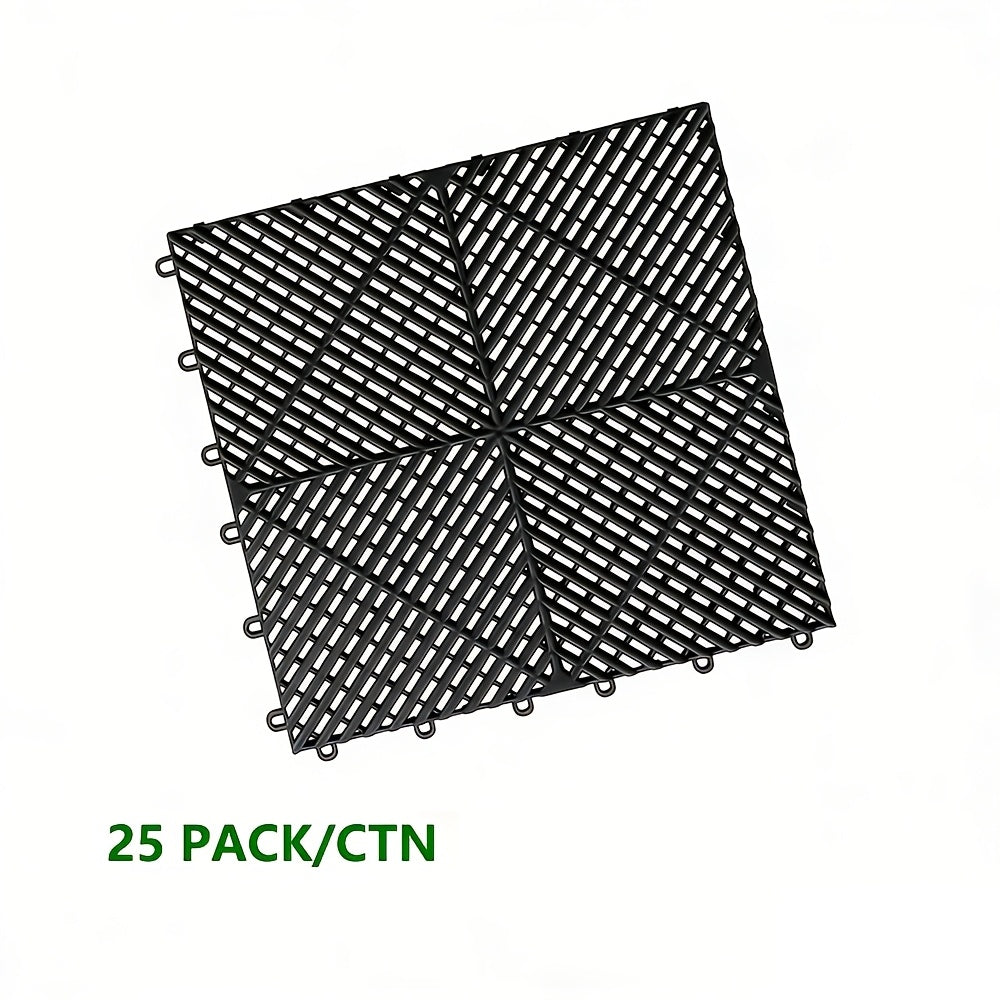 25 Garage Floor Mats Multi-Purpose Auto Detailing Plastic Spliced Mesh Floor Tiles Car Wash Floor Mats Are a Must for Every Garage!