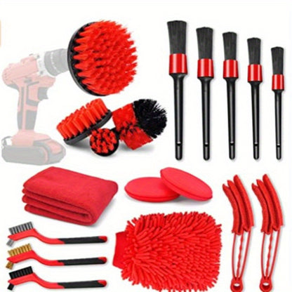 Car Detailing Brush Set, Car Detailing Kit, Car Detailing Brushes, Car Cleaning Kit, Car Windshield Cleaning Tool, Professional Car Care kit - Car Wash Brush kit for Interior Exterior Wheels