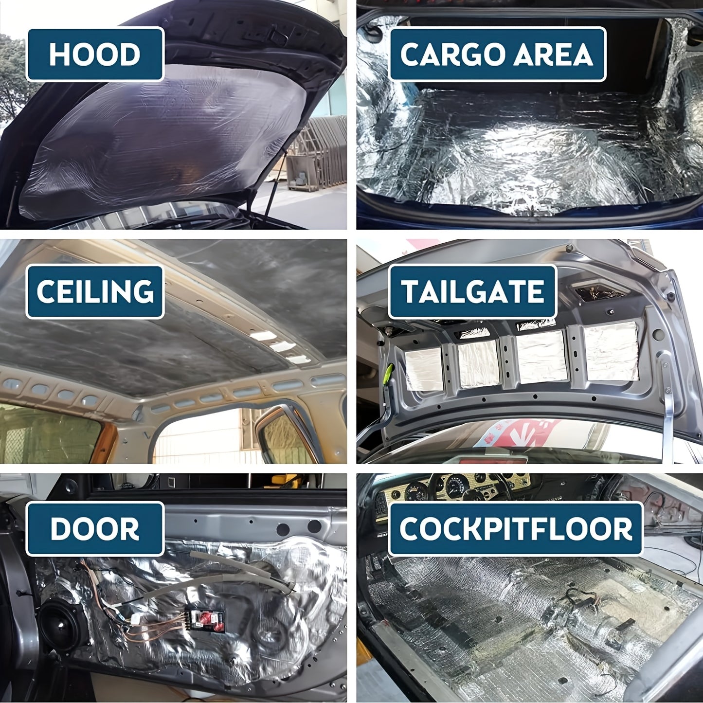 12Sheets 20" X 12" Car Sound Deadening Material Mat - 276MIL 19Sqft Auto Audio Deadener Foam, Sound Dampening And Heat Insulation for Truck, Vehicle, Car Hood, Ceiling, Engine Roof, Door, Trunk Lid, Trunk Room, Engines, Tailgate
