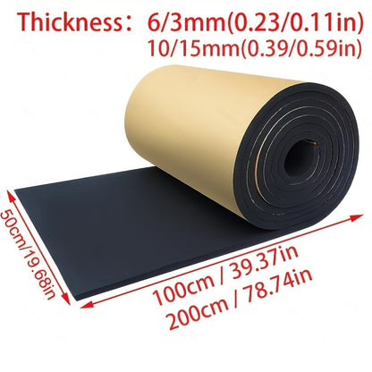 1 Roll 15/10/6/3mm Thickness Automotive Hood Engine Heat Insulation Soundproof Shock-Absorbing Soundproof Sticker Car Accessories 78.74*19.69inch/39.37*19.69inch