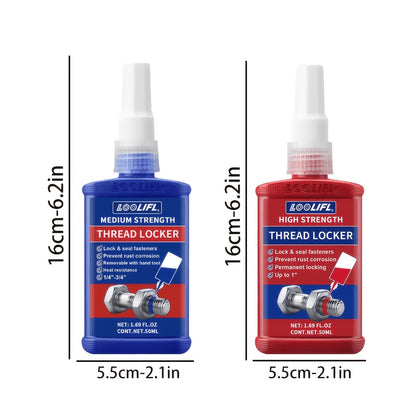 2/4pcs Thread Locking Adhesive Anaerobic Screw Locking Agent, Blue And Red Threadlocker with Anti-Loosening Anti-Vibration Anti-Rust Properties, Oil Resistant High Temperature Resistant, Secure Bond for Metal Plastic Stainless Steel Threads