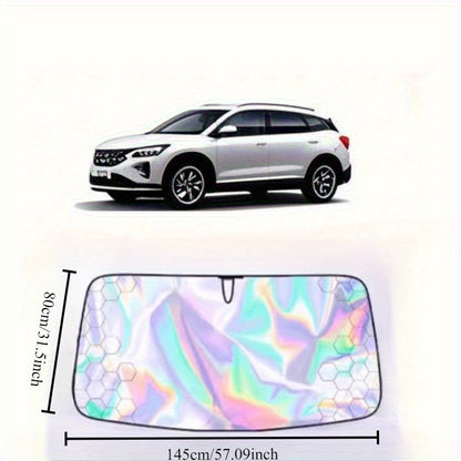 Upgraded Laser Insulation Car Sunshade Thickened 5-Layer Front Windshield Heat Blocker with Diamond Pattern, Fits All Vehicles, Golden/Black Design for Stylish Sun Protection, Vehicle Heat Shield | Stylish Car Accessory | Premium Quality Material