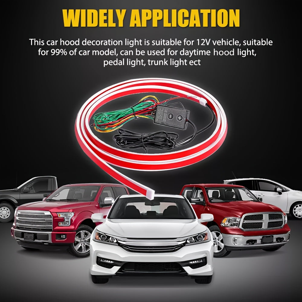 79'' Car Hood Light Strip, Flexible Dynamic Daytime Hood Light Strip, Auto LED Strip Light With Fuse Protection, Universal Exterior Decor For SUVs, Trucks, Vans & Most Vehicles, Without Battery