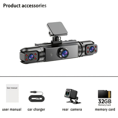 AXH 360° Panoramic 3/4 Lens Channel 1080P HD Ultimate Safety Dash Cam Set, 1080P Front and 720P Full Coverage Front, Rear, Left, and Right, Quad-Split Screen Display, HD Night Vision, WDR, G-Sensor, Loop Recording - Car Accessories/Car Dash