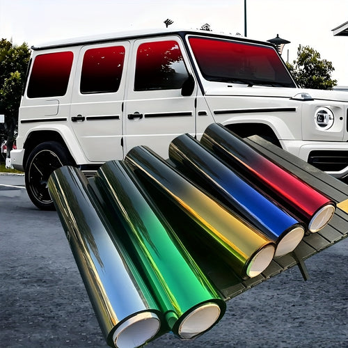 1 Roll of 19.7 X 118 Inch Two-Color Gradient Window Film with Heat Resistance, Protective, Contrasting, Tear-Off And Paste, Window Film Kit for Vehicle Exterior Additions