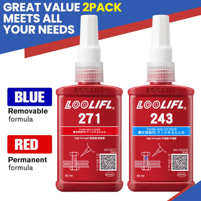 High-Strength Heat-Resistant 234-271 Threadlocker, 243 Medium-Strength Anaerobic Threadlocker, 271 High-Strength Anaerobic Threadlocker, Anti-Loosening Sealant, Permanent Locking and Sealing Multi-Purpose Adhesive for Metal Parts, Quick-Fix Removable