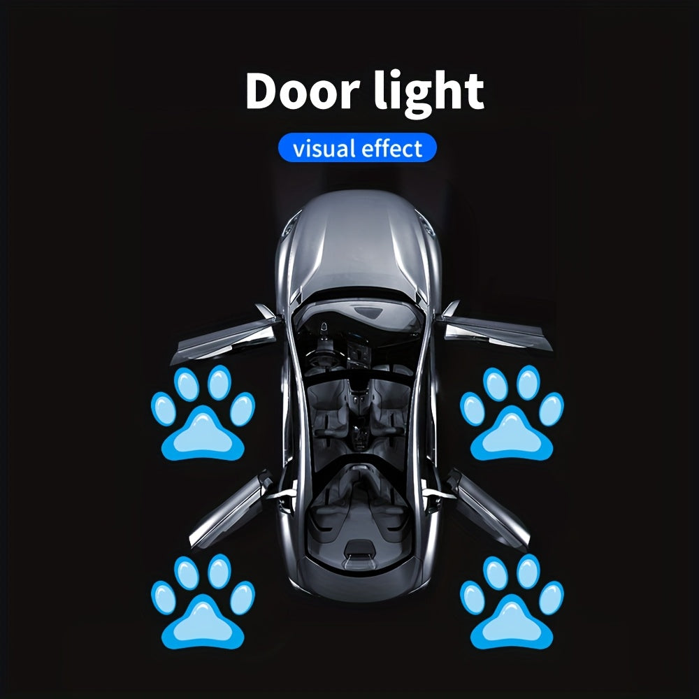 4pcs Door Light Logo LED Projector Car Door Step Courtesy Welcome Lights Cute Pattern Projection Light Festive Atmosphere Door Night Light
