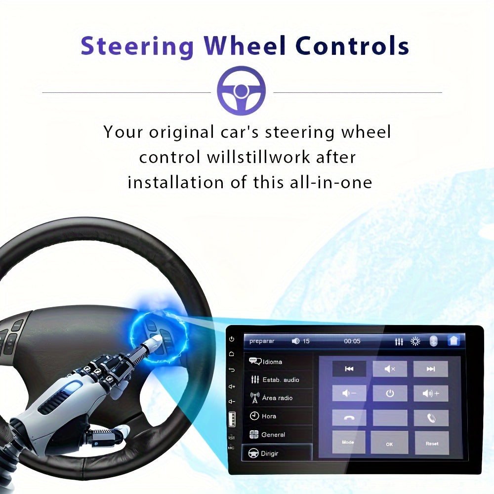 1 Din 9-Inch Car MP5 Player Stereo Radio with 2.5D HD 1080P Touch Screen, Supports Mirror Link, FM, AUX, Includes External Microphone And Rear View Camera
