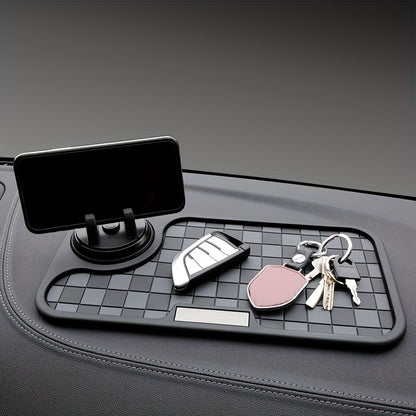 [Car Anti-Slip Mat] Car Anti-Slip Mat Dashboard Ornament Mat Mobile Phone Rotating Holder Dashboard Storage Mat High Temperature Resistant High-End Square Grid Mat Creative Ornament Pad Car Interior Accessories
