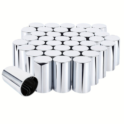 20pcs, 40pcs, Or 60pcs of 33Mm X 3 1/2" Lug Nut Covers Made from ABS Chrome Plastic, Designed for Push-On Fit for Hub Piloted Wheels, Complete Axle Cover Kits, And Lug Nut Covers Suitable for Semi Trucks And Trailers