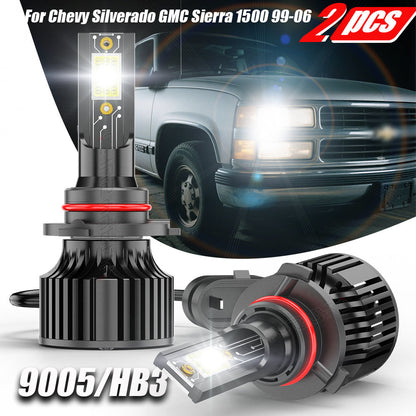 2/4/6pcs LED Headlight Bulbs Combo 9005+9006 Fit for Chevy Silverado for GMC Sierra 1500 1999-2006 High Low Beam, 12V 24V 230W Two-sided Ultra Bright COB Chip, Without Battery, Automotive Lighting, Clear Beam Lights, Highperformance Bulbs
