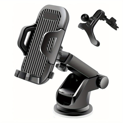 2-in-1 Car Phone Mount | Long Arm Suction Cup Holder | Air Vent Holder | Cell Phone Holder | Hands Free Cradle | Fit for Smartphone, iPhone, Cell Phone Automobile Cradles Universal