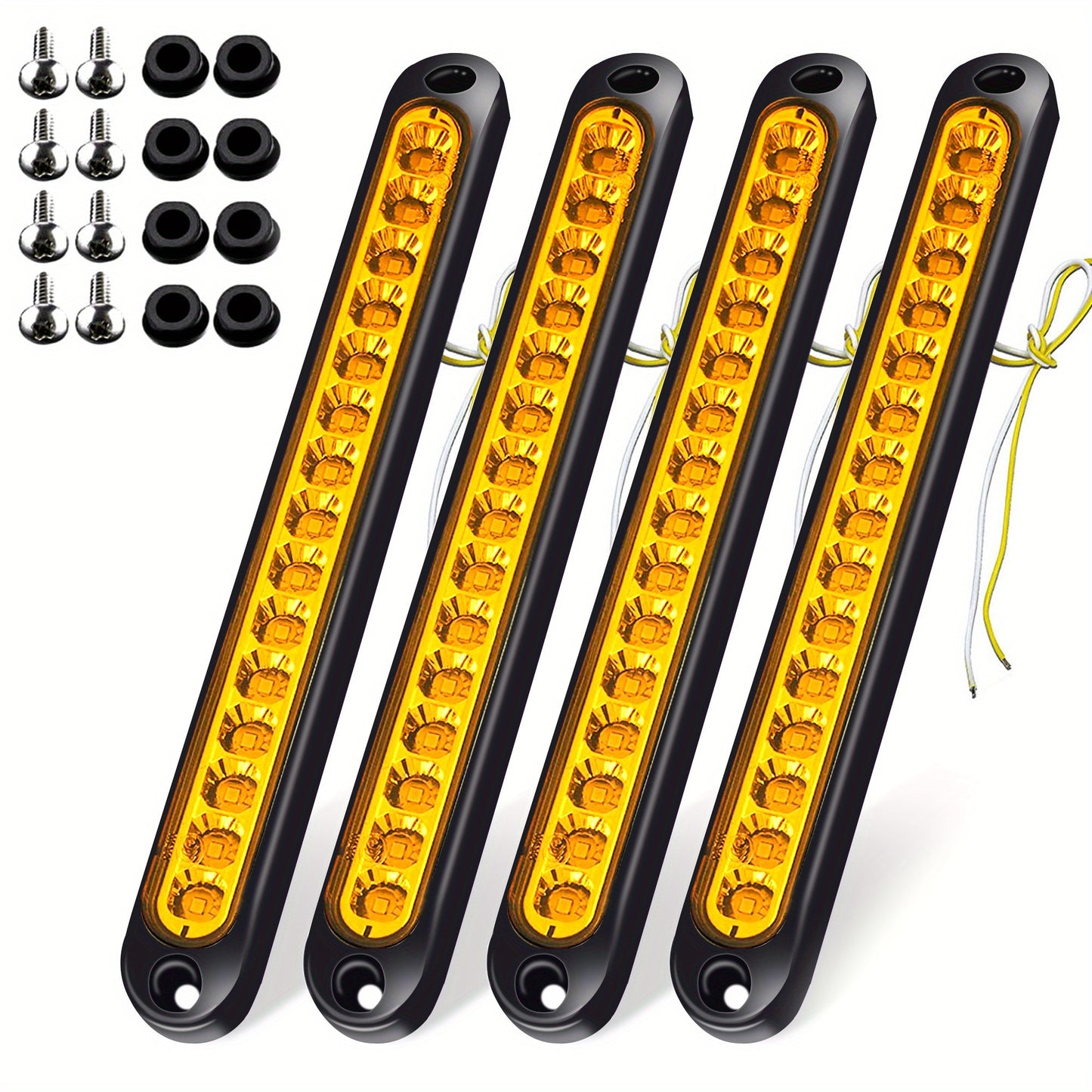 4pcs White 15LEDs Trailer Brake Tail Light Bar LED Trailer Lights Stop Turn Signal Tail Lights Trailer Identification Light for Marine Boats Golf Truck Offroad