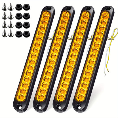4pcs White 15LEDs Trailer Brake Tail Light Bar LED Trailer Lights Stop Turn Signal Tail Lights Trailer Identification Light for Marine Boats Golf Truck Offroad