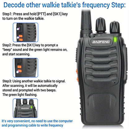 2pcs New Baofeng BF-888S Upgrade Walkie Talkie Wireless Copy Frequency Long Range Portable BF888S Ham Two Way Radio Hunting