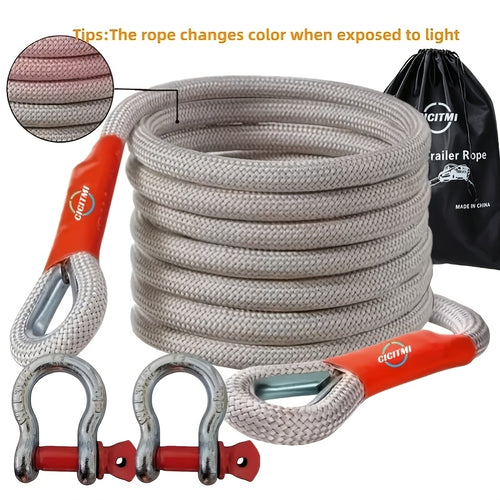 1 Heavy-duty Tow Hook And Tow Rope Set, 196.85inch Tow Hook And Tow Rope Set, Suitable for Off-road Rescue Of SUVs And Vehicles, Equipped with 2 Steel U-shaped Hooks, for Front Use, Suitable for Vehicles Weighing 135 Pounds Or Less