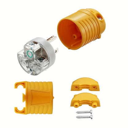 Set of 1/3/5 Male And Female Connectors, American Industrial RV Replacement Plug Set NEMA 5-15R 15A 125V, Straight Connector, Yellow Color, Without Battery RV Plugs, Inlets & Receptacles