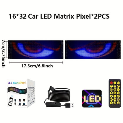Summer Deal-Scrolling LED Car Sign, Programmable LED Sign with APP Control And Remote, USB Powered DIY Text Animation Graffiti Pattern, Rolling Devil's Eye for Trucks SUVs Store Hotel Bar.