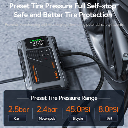 Portable Car Jump Starter with Air Compressor, Jump Starter for Car, 5000A Peak(2.11gal Gas, 1.72gal Diesel) with 150 PSI Tire Inflator, 12V Car Battery Jump Power Pack, Car Jumper Starter Portable, 5in 1 Function Jump, Battery Charger, Smart Cables