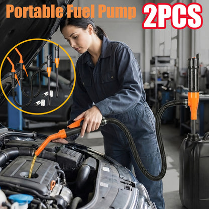 2pcs Portable Transfer Pump, Battery Operated Electric Siphon Pump for Gas, Fuel, Diesel, Fuel Transfer 2.6 GPM Flow Oil Extractor -Easy to Use Hand Fuel Pump, Multi-Use Siphon Fuel Transfer Pump