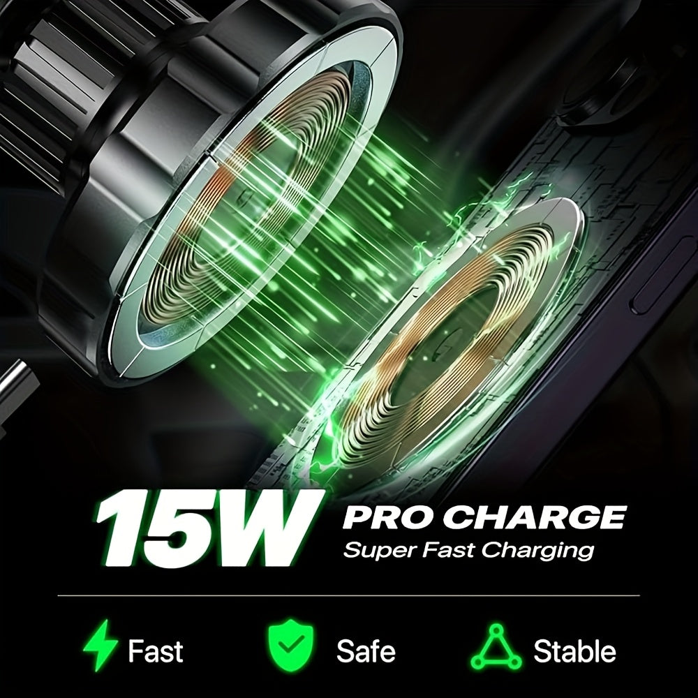 for Magnetic Car Mount Charger, 15W Fast Charging Magnetic Wireless Car Charger, Air Vent Car Phone Holder Charger Only Fit for iPhone 17 Pro Max/16/15/14/13/12 Series And Phones with Magnetic Cases(Note: Not Include Metal Rings)