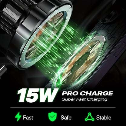 for Magnetic Car Mount Charger, 15W Fast Charging Magnetic Wireless Car Charger, Air Vent Car Phone Holder Charger Only Fit for iPhone 17 Pro Max/16/15/14/13/12 Series And Phones with Magnetic Cases(Note: Not Include Metal Rings)