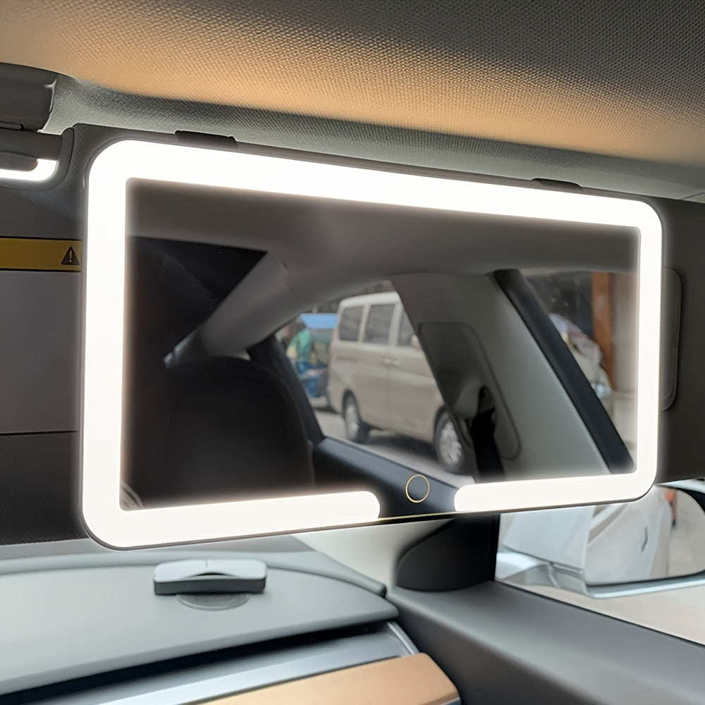 Car Sun Visor Makeup Mirror | USB-powered with Included Charging Cable, Features 3 Light Modes and LED Illumination, Suitable for Cars, Trucks, and SUVs, Perfect Gift for Women, Essential Road Trip Companion, Ideal for Female Drivers