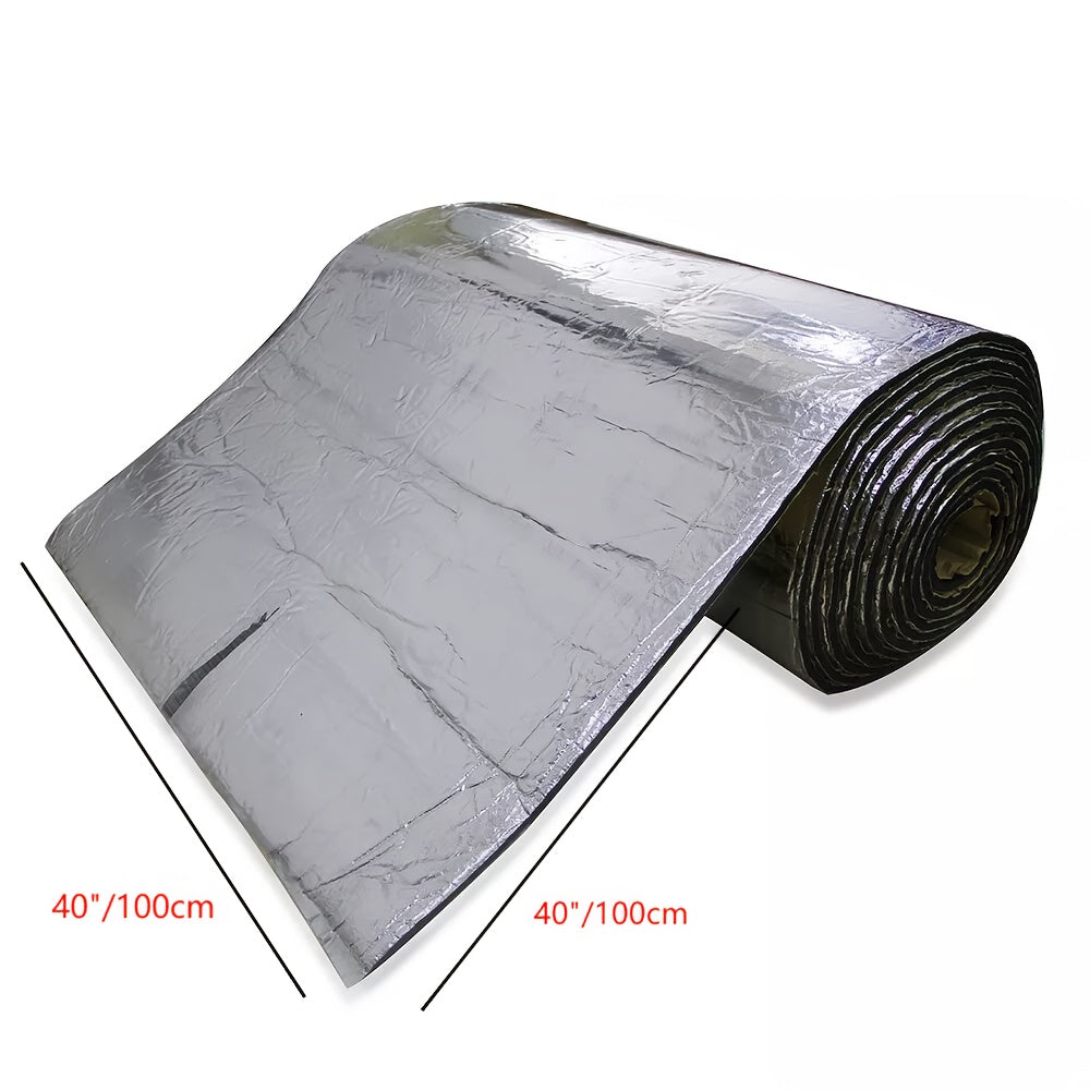 Car Hood Sound Deadener Heat Shield Mat 40"x40" (100x100cm) - 5mm Thick Self-Adhesive Engine Noise Insulation Foam Liner with Aluminum Foil, Thermal Barrier for Auto Engine Compartment