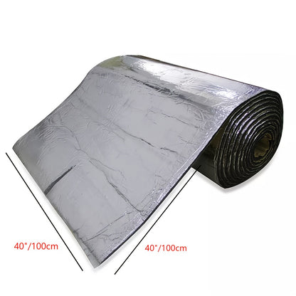 Car Hood Sound Deadener Heat Shield Mat 40"x40" (100x100cm) - 5mm Thick Self-Adhesive Engine Noise Insulation Foam Liner with Aluminum Foil, Thermal Barrier for Auto Engine Compartment