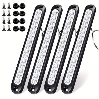 4pcs White 15LEDs Trailer Brake Tail Light Bar LED Trailer Lights Stop Turn Signal Tail Lights Trailer Identification Light for Marine Boats Golf Truck Offroad