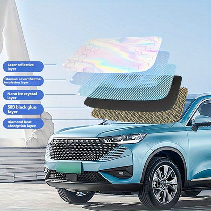 Upgraded Laser Insulation Car Sunshade Thickened 5-Layer Front Windshield Heat Blocker with Diamond Pattern, Fits All Vehicles, Golden/Black Design for Stylish Sun Protection, Vehicle Heat Shield | Stylish Car Accessory | Premium Quality Material