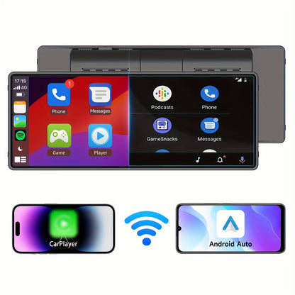 Portable Wireless Carplay Car Stereo, 10.26" Inch HD Touchscreen For Car With CarPlay & Android Auto With Mirror Link/Backup Camera/Siri/Wireless/Navigation/AUX For All Vehicles