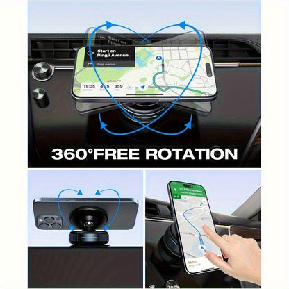 360-Degree Adjustable Vacuum Magnetic Suction Phone Holder, Suitable for Car/Gym/Mirror/Smooth Surface Hands-Free Suction Cup Phone Holder, Compatible with All Smartphones