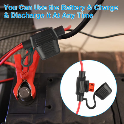 2pcs SAE Battery Cable Extension Wire, SAE to O-Ring Terminal Connector Harness Wire with Fuse, for Motorcycles, Cars, Without Battery