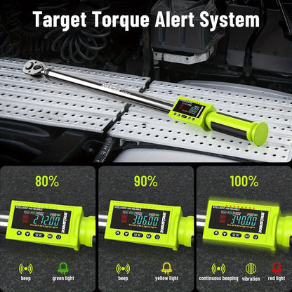 Robustrue 1/ 2" Drive Digital Torque Wrench 17-340Nm (12.5-250.8ft-lb) +-2% Accuracy - Electronic Torque Tester W/ Auto Alert for Auto Repair & Industrial