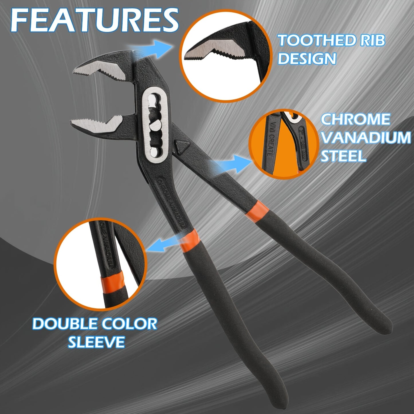 [Christmas Gifts] 3/1pc Adjustable Pliers With Roll-Up Pouch,Quick-Adjust Pump Pliers Set, Chrome Vanadium Steel, Includes 7-Inch,10-Inch, And 12-Inch, Black,Christmas Gifts