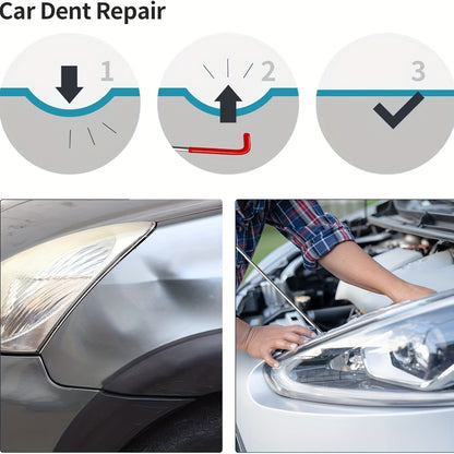 Car Repair Tool Kit, Stainless Steel Assorted, Wheel Pin Puller Dent Repair Tools Long Distance Hook Tool Pull Hook J-Hook, Essential Automotive Tools Sets, 18/23pcs