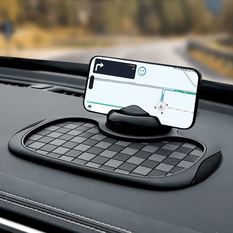 [Non-Slip PVC Dashboard Pad] Car Dashboard Pad With Rotating Mobile Phone Holder And License Plate - Non-Slip PVC, High Quality, Ergonomic Oval Design To Enhance Grip And Safe Driving