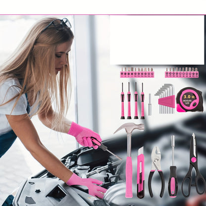 Pink Car Roadside Emergency Kit Assistance Emergency Kit with Jumper Cables Auto Tool Set Deer Whistles Winter Car Safety Roadside Assist Kit, Without Battery