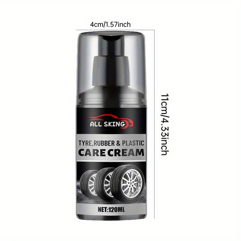 ALL-SEASON TIRE CARE CREAM - Quick-Shine Formula for Rubber & Plastic, Long-Lasting Gloss & Protection, No More Dull - Car Interior Maintenance Solution, Tire Protection, Tire Care, Vehicle Interior Enhancement, Sleek Bottle Design, Durable Application