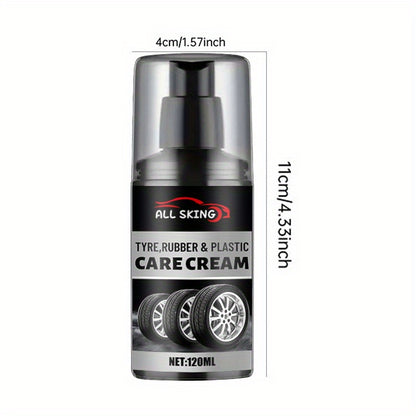 ALL-SEASON TIRE CARE CREAM - Quick-Shine Formula for Rubber & Plastic, Long-Lasting Gloss & Protection, No More Dull - Car Interior Maintenance Solution, Tire Protection, Tire Care, Vehicle Interior Enhancement, Sleek Bottle Design, Durable Application
