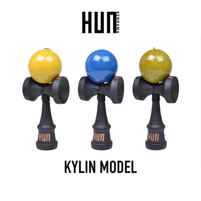 HUN Kendama Kylin Model with a glossy pink ball, natural wood handle, and light background.